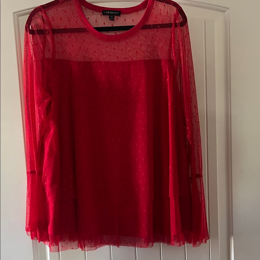 Lane Bryant Red Sheer Blouse